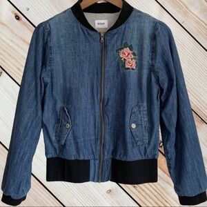 HUDSON Girls Kids Denim Jacket, Floral Medium